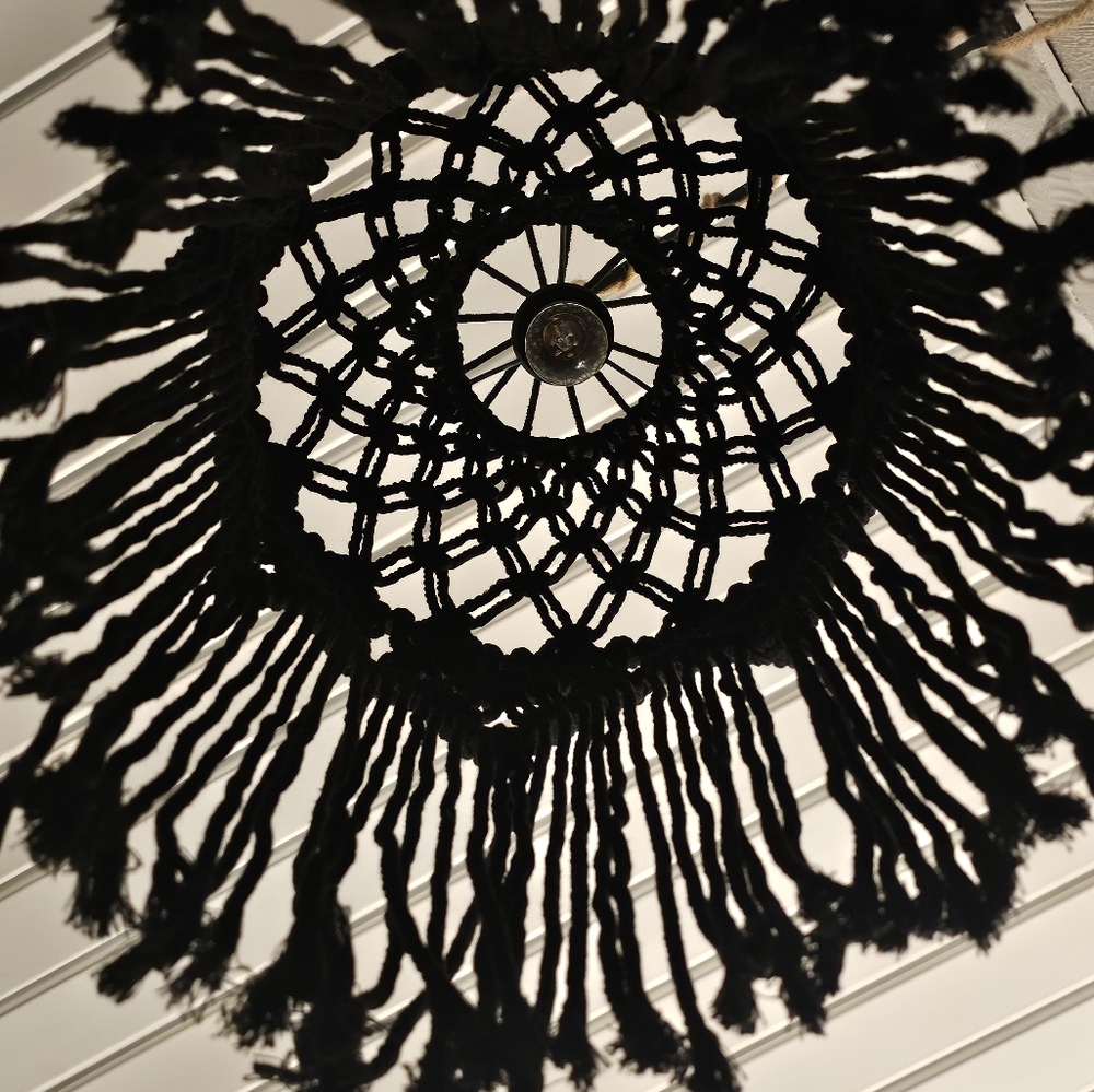 Black macrame hanging light